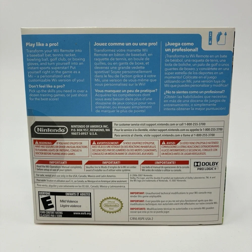 Wii Sports Nintendo Wii Game Cardboard Sleeve Brand New Factory Sealed 2006-2007